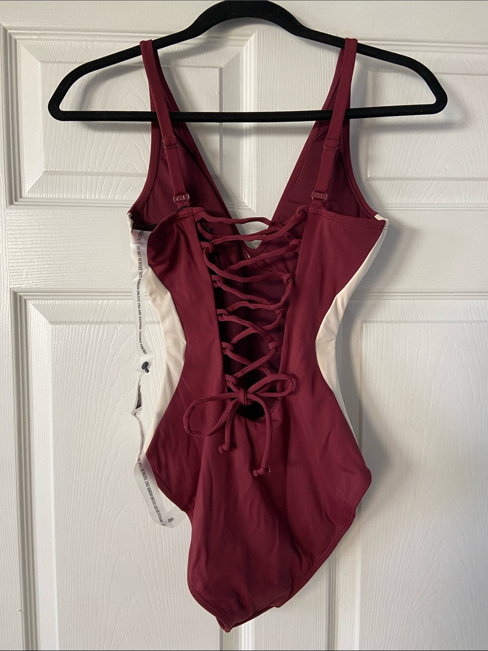 NWT Plungey Contour Corset One-Piece Swimsuit - Dark Cherry/ Oat Size: XS XLong - Picture 3 of 8